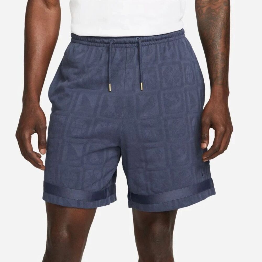 Nike Basketball Dri-Fit Knit Shorts L Blue Loose Fit DH7551 Premium Narrative